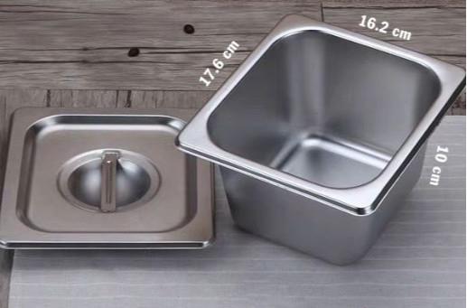 Khay topping inox 1/6 vuông