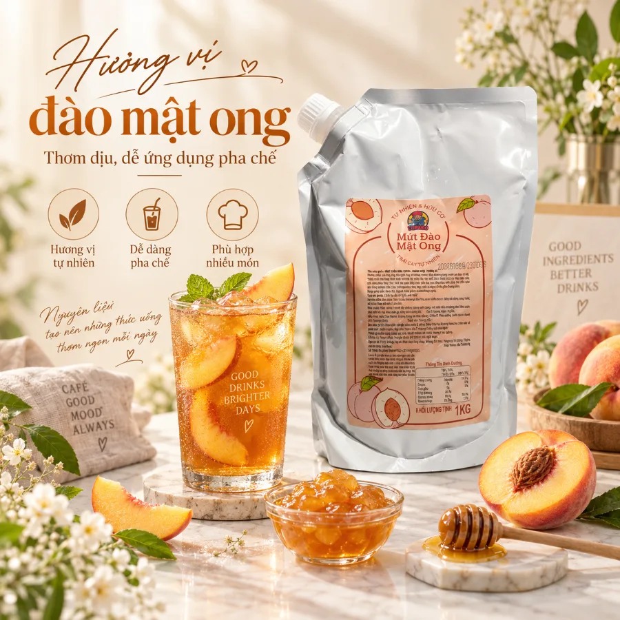 Mứt đào mật ong dạng túi Lermao
